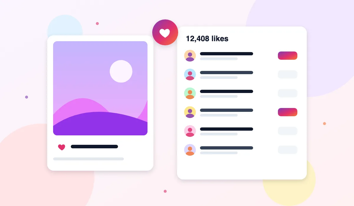 Illustration of a post with its like count and the list of accounts that liked it