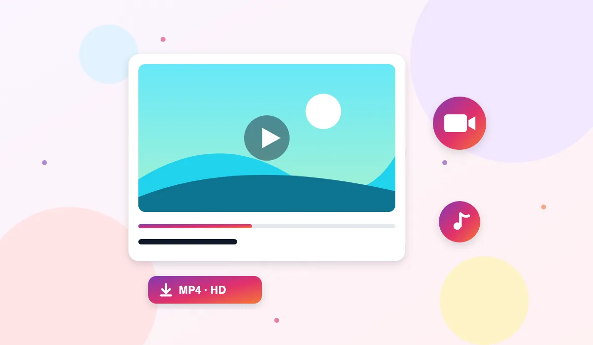 Illustration of an Instagram video saved as an HD MP4 file with sound